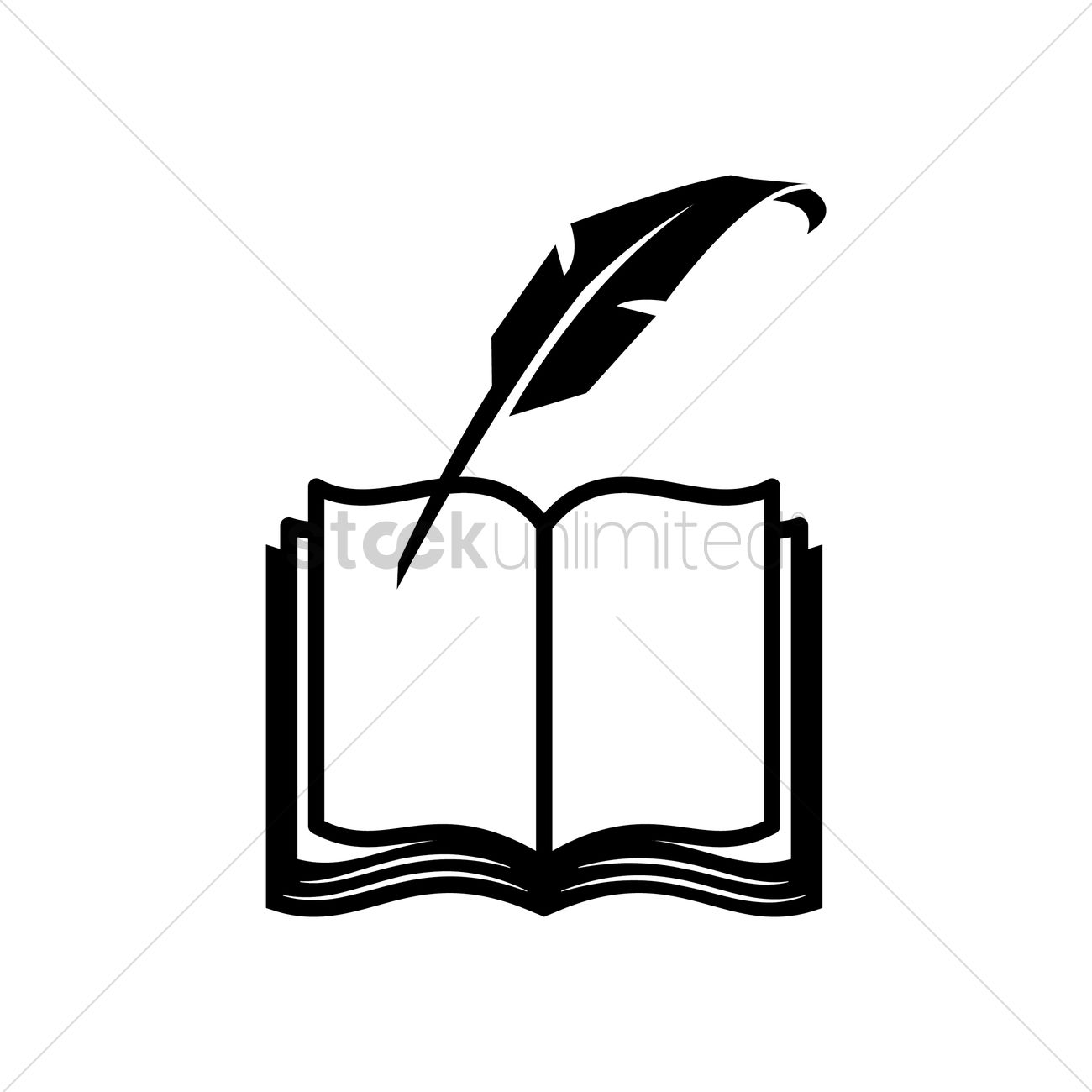 1300x1300 Opened Book With Quill Pen Vector Image