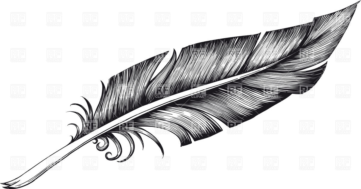 1200x630 Vintage Black And White Quill Pen (Feather) Vector Image Vector