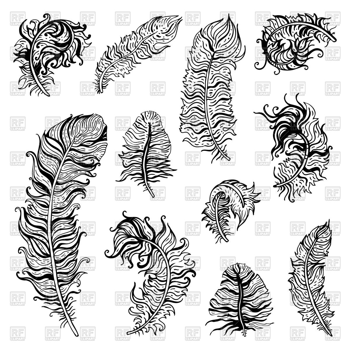 1200x1200 Fluffy Sketchy Feather Vector Image Vector Artwork Of Objects