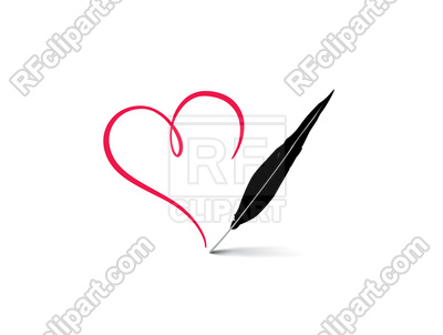 400x302 Calligraphic Heart And Feather Vector Image Vector Artwork Of