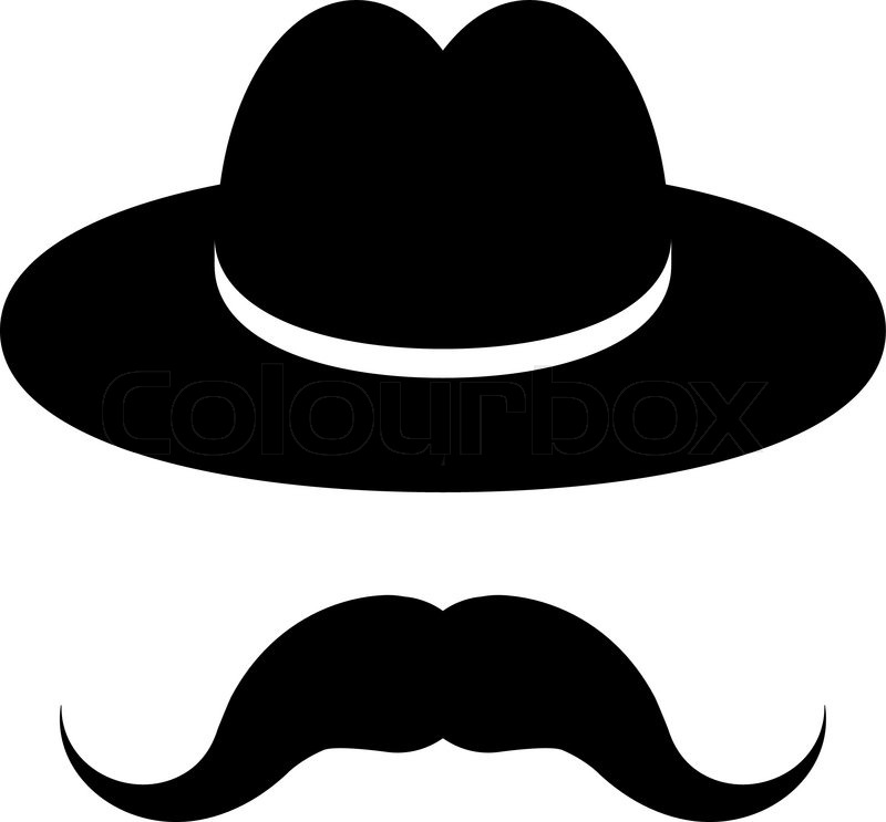 800x743 Black Hat With Mustache Isolated On A White Background Stock