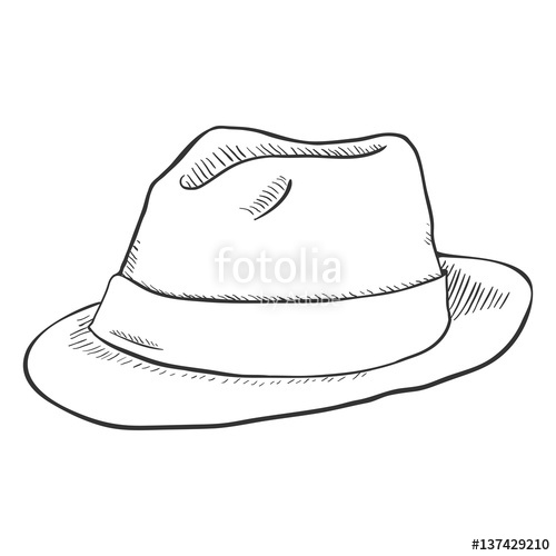 500x500 Vector Single Sketch Fedora Hat Stock Image And Royalty Free