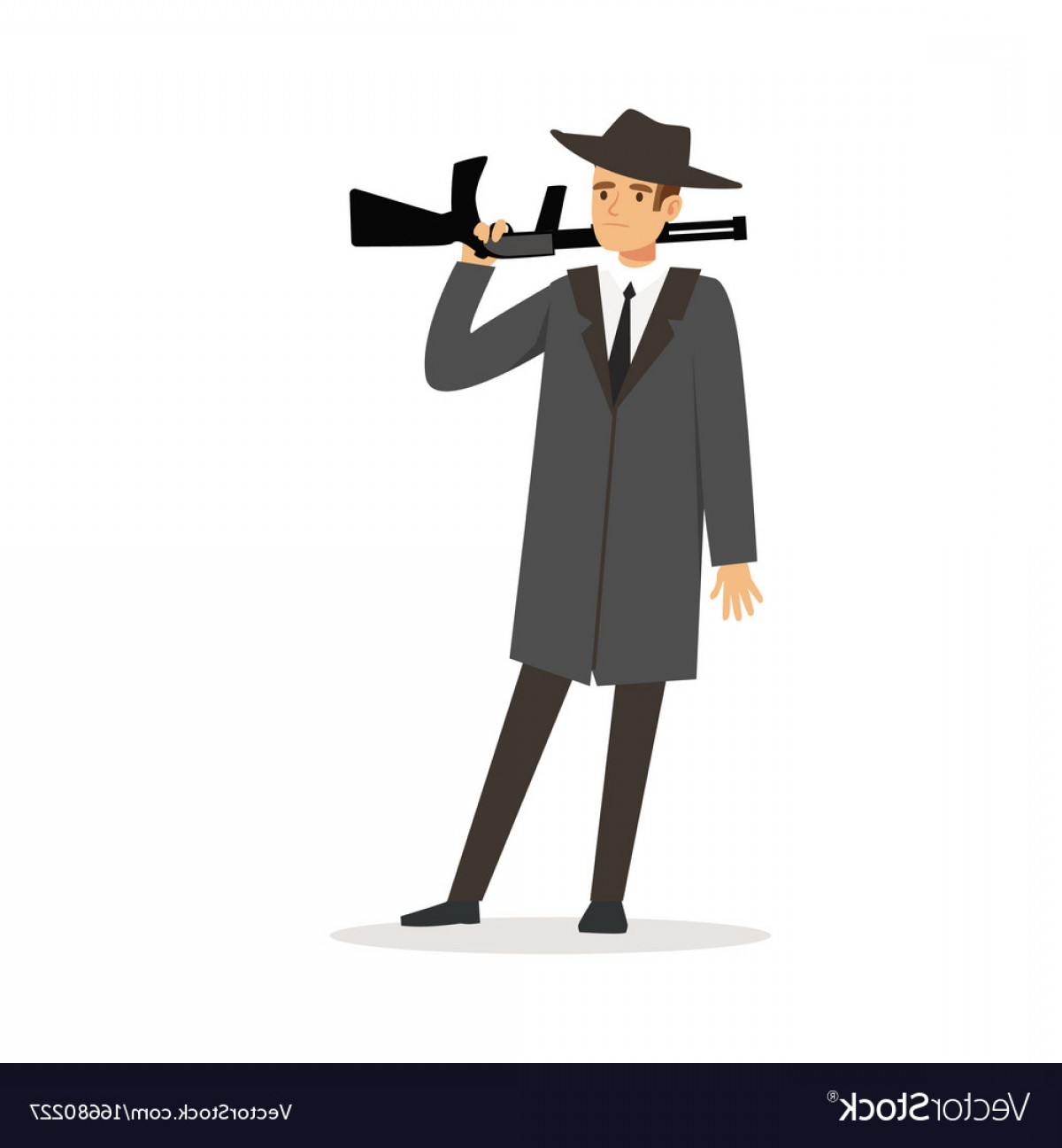 1200x1296 Mafia Man Character In Gray Coat And Fedora Hat Vector Lazttweet