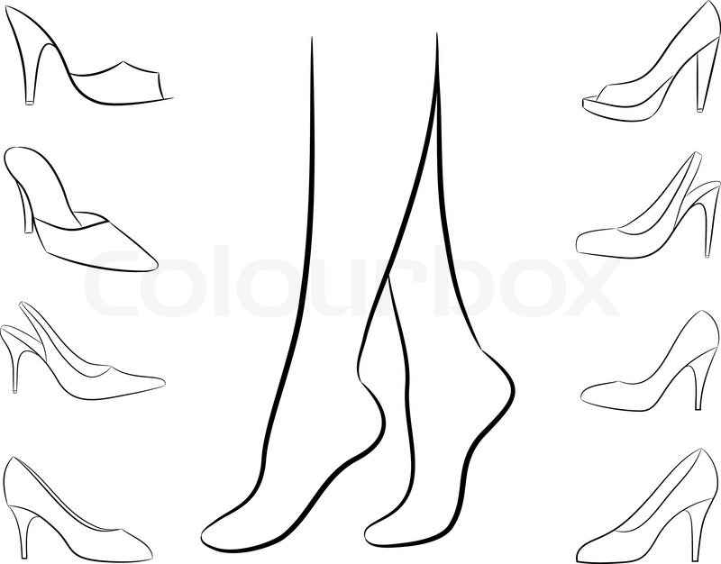 800x626 Vector Silhouette Of Feet And Shoes Stock Vector Colourbox