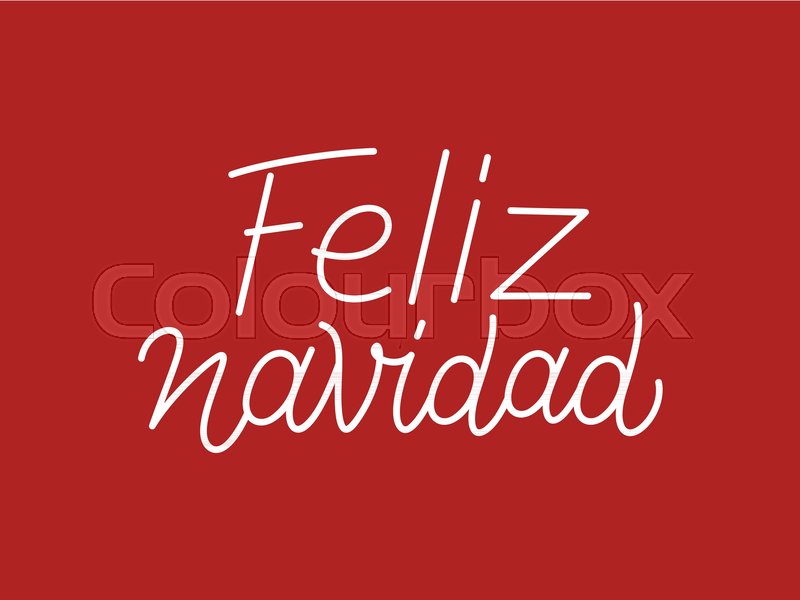 800x600 Feliz Navidad Spanish Merry Christmas Calligraphic Line Art Style