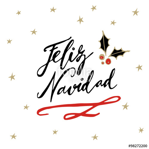 500x500 Feliz Navidad, Spanish Merry Christmas Greeting Card With