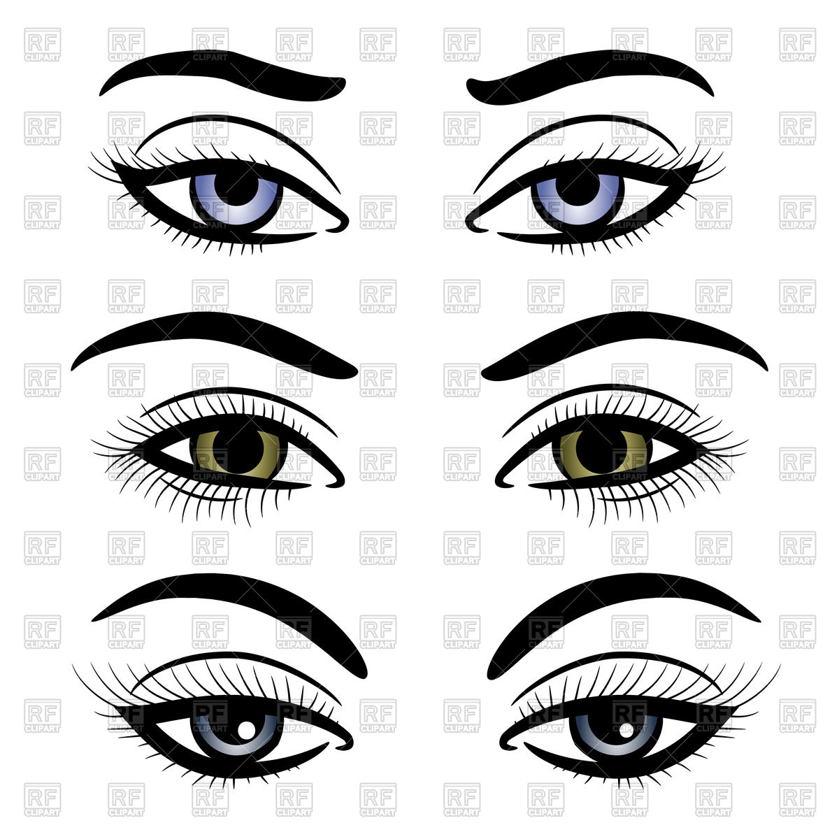 1200x1200 Colorful Female Eyes And Brows Isolated On White Background Vector