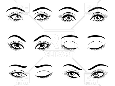 400x300 Hand Drawn Open And Closed Female Eyes Set Vector Image Vector
