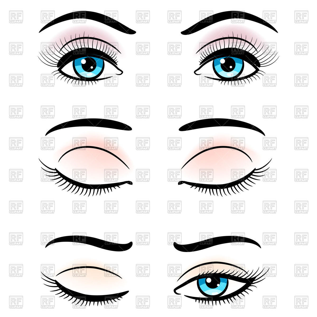 1200x1200 Open And Closed Blue Female Eyes Vector Image Vector Artwork Of