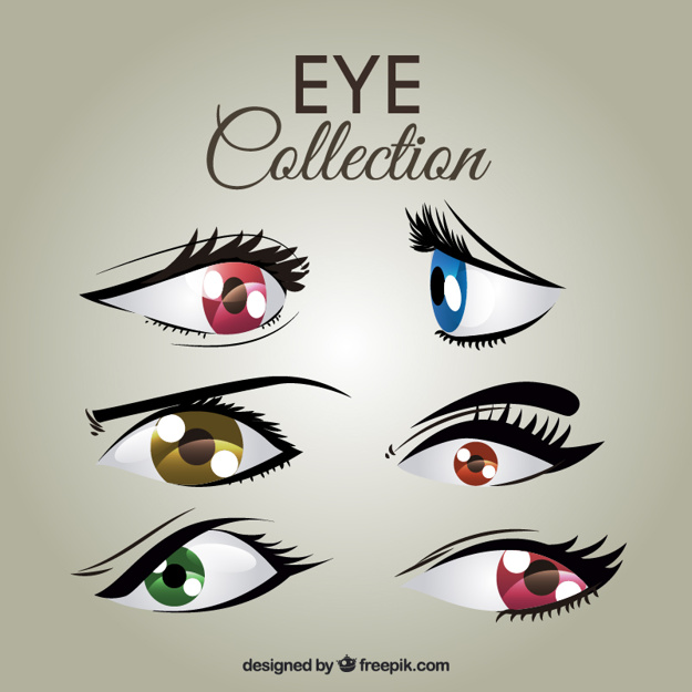 625x625 Set Of Colored Female Eyes Vector Free Download