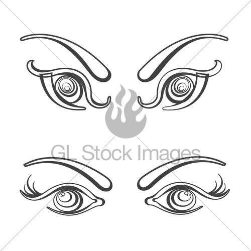 500x500 Sets Of Female Eyes Vector Illustration. Fully Editable E... Gl