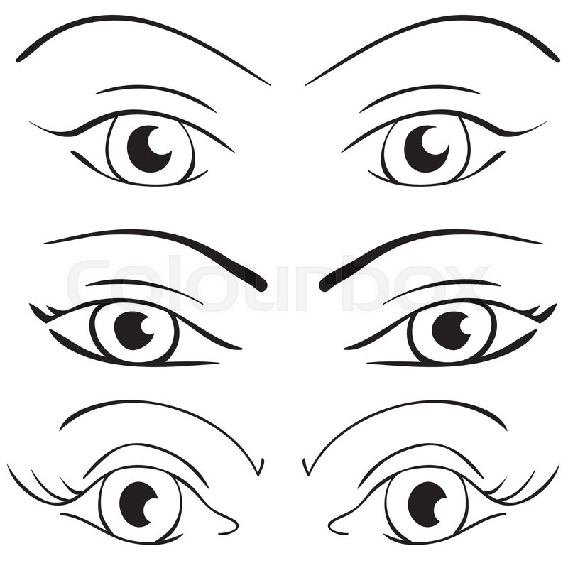 800x800 Vector Illustration. Set Female Eyes On A White Stock Vector