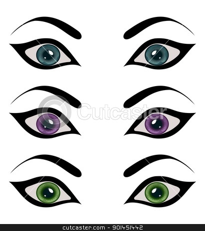 411x464 Set Female Eyes Isolated Stock Vector