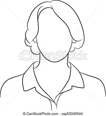 429x470 Contour Of A Female Head Without A Face Vector Illustration.