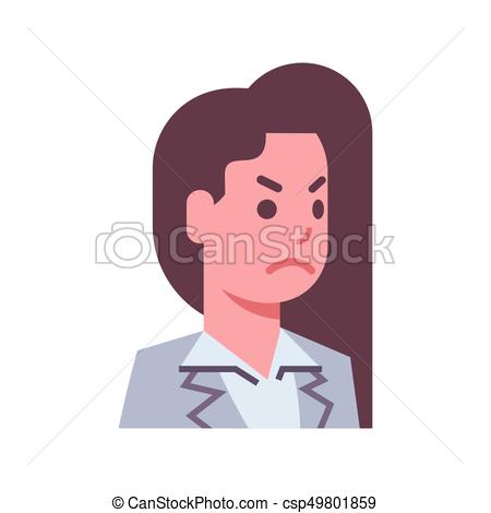 450x470 Female Angry Emotion Icon Isolated Avatar Woman Facial Expression