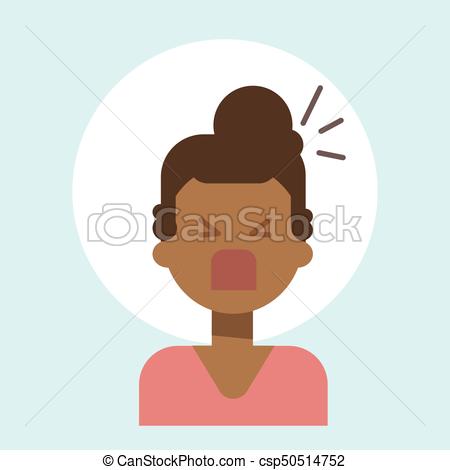 450x470 African American Female Screaming Emotion Profile Icon, Woman