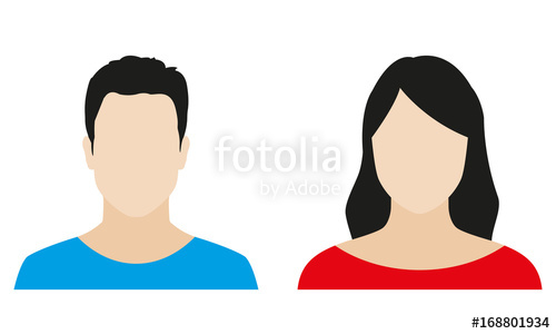 500x300 Man And Woman Avatar Profile. Male And Female Icon. Vector