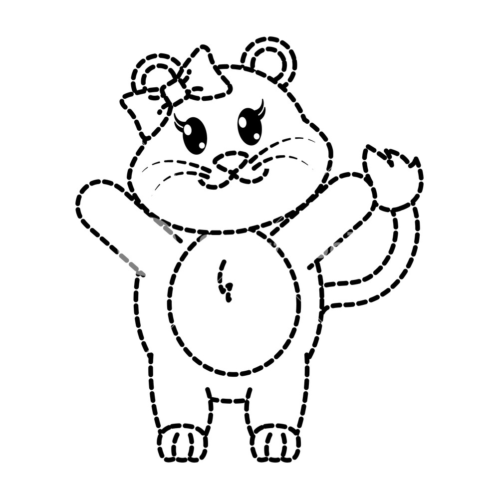 1000x1000 Dotted Shape Adorable Female Lion Animal With Hands Up Vector