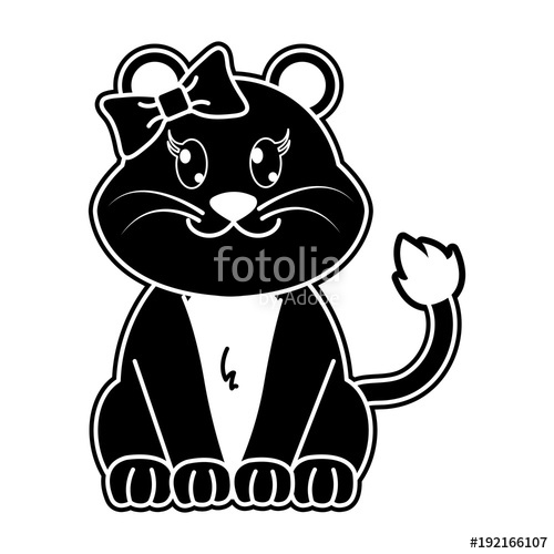 500x500 Silhouette Female Lion Cute Animal With Ribbon Bow Stock Image