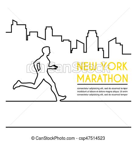 450x461 Line Silhouettes Of Female Runner. Running Marathon, Poster Design