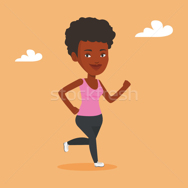600x600 Young Woman Running Vector Illustration. Vector Illustration