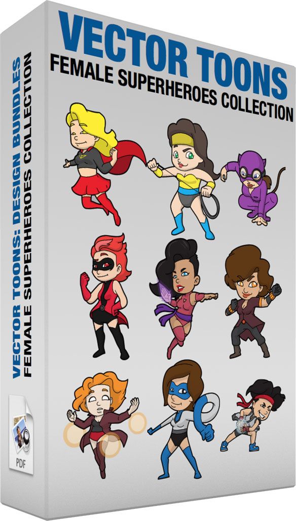 584x1029 Female Superheroes Collection Vector Illustrations