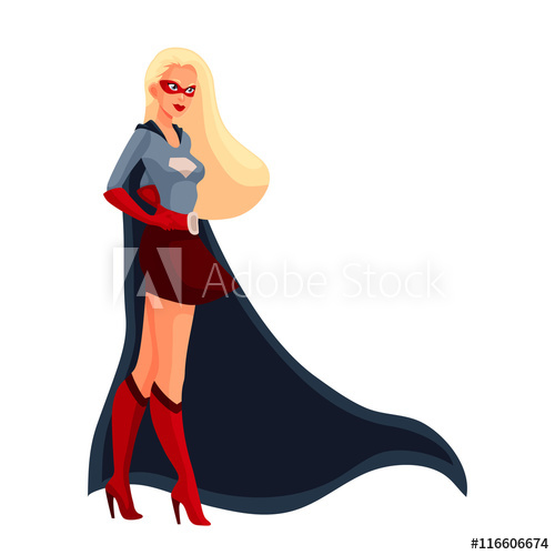 500x500 Female Superhero Cartoon Style Vector Illustration Isolated On