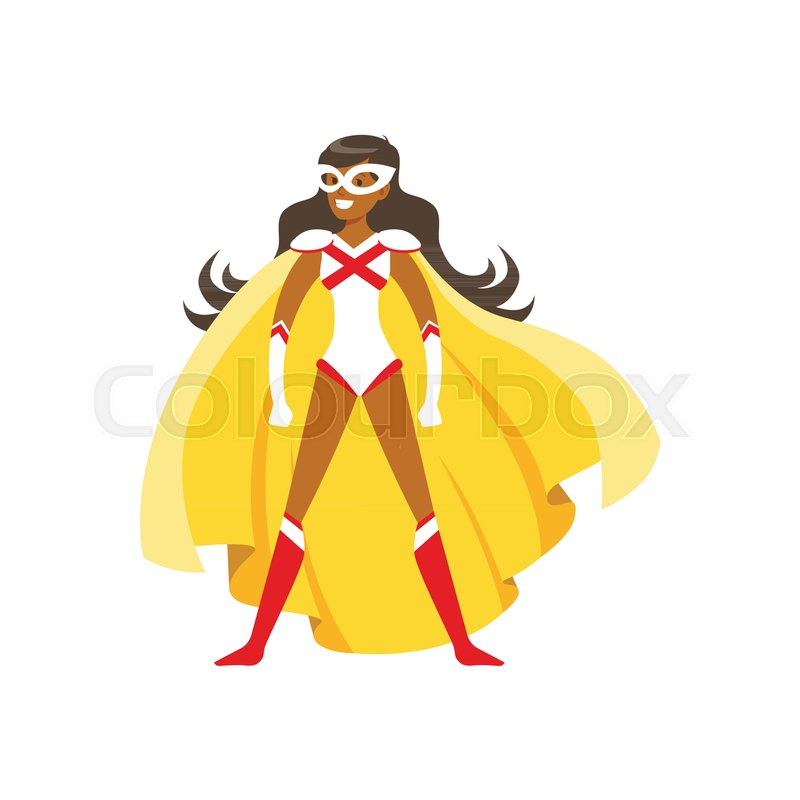 800x800 Female Superhero In Classic Comics White Costume With Yellow Cape