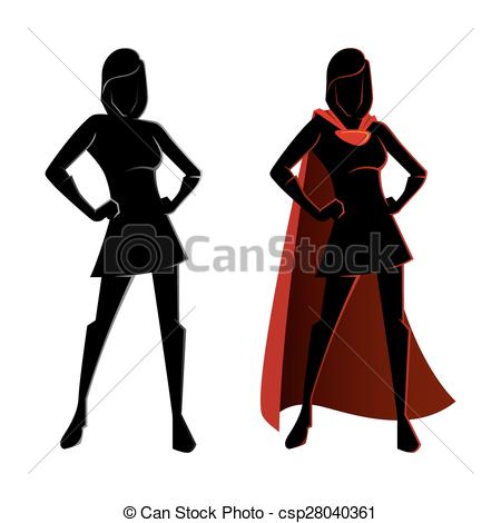 450x470 Female Superhero Silhouette. Vector Illustration Of A Female