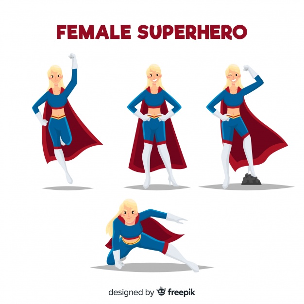 626x626 Flat Female Superhero Collection Vector Free Download