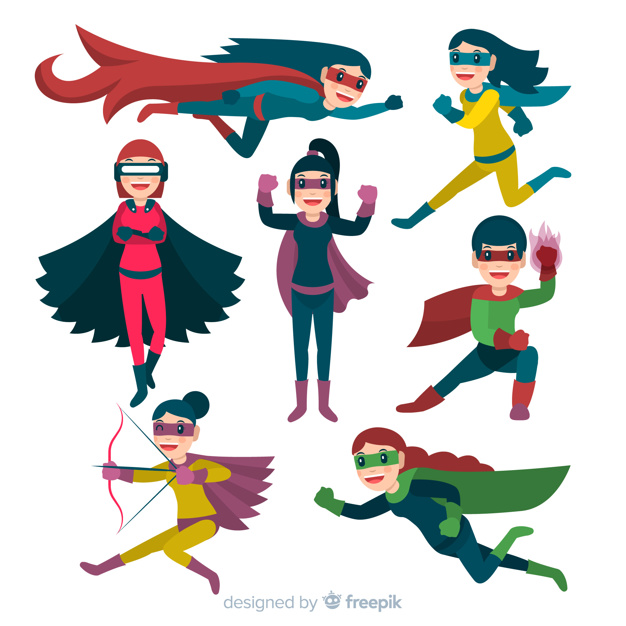 626x626 Colorful Female Superhero Collection With Flat Design Vector