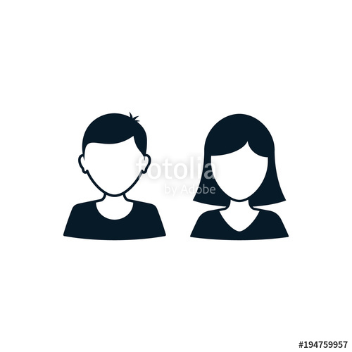 500x500 Man And Woman User Icon Avatar Profile. Vector Silhouette Male And
