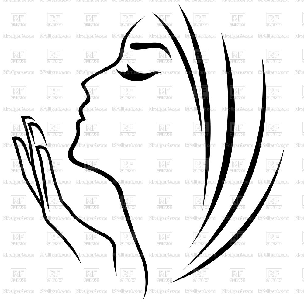 1000x1000 Female Head And Hand Abstract Simple Outline Vector Image Vector