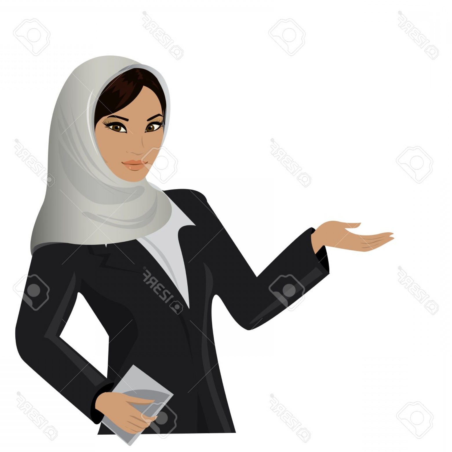 1560x1560 Photostock Vector Asian Business Woman Pointing To Business Trends