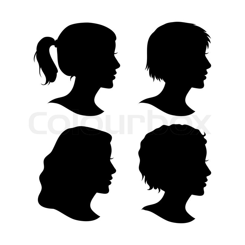 800x800 Vector Set Of Female Cameo Silhouettes Isolated On White
