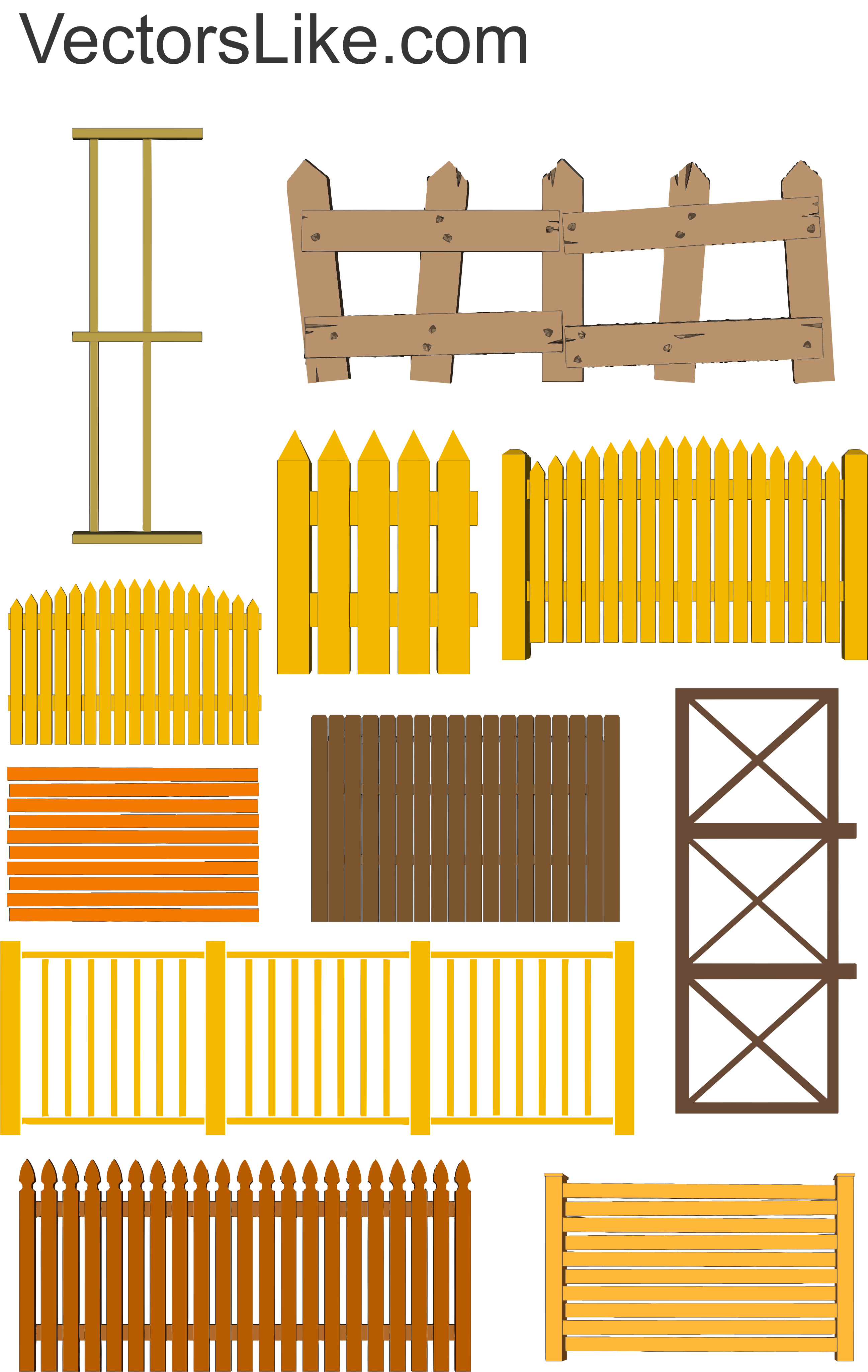 2594x4097 Wooden Fence Vector Free