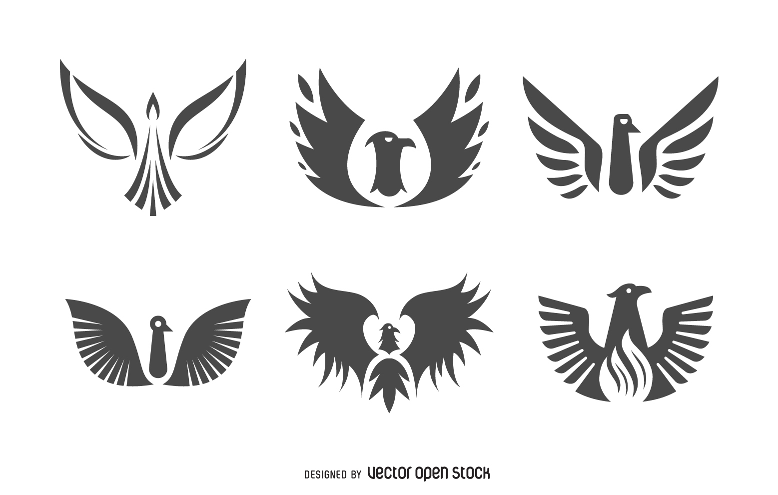 1557x990 Flat Phoenix Bird Logo Set
