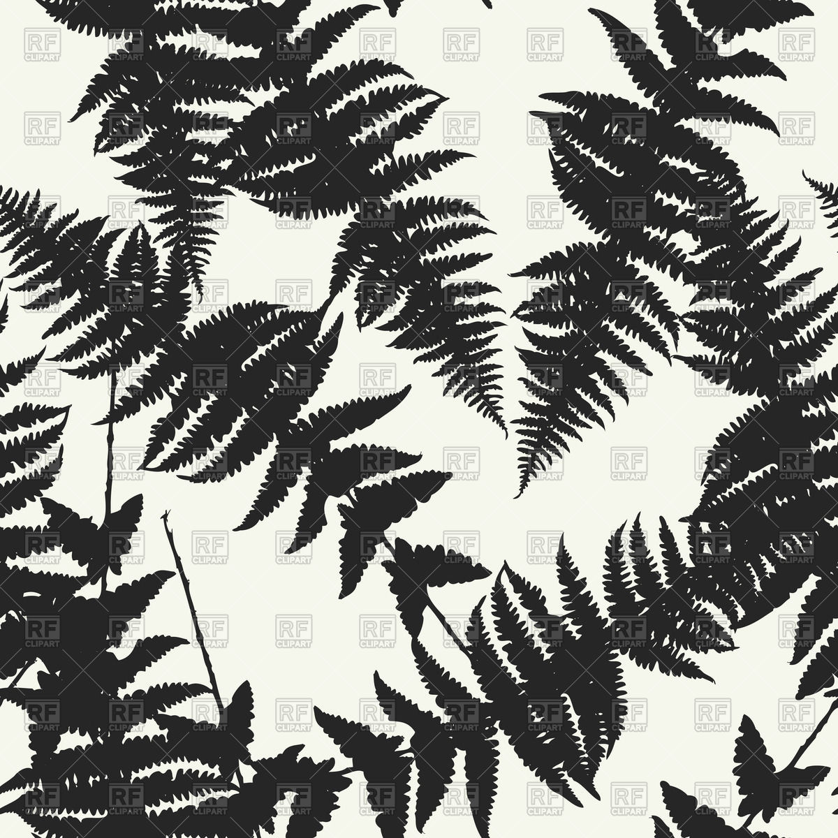 1200x1200 Seamless Pattern Of Fern Leaves Vector Image Vector Artwork Of
