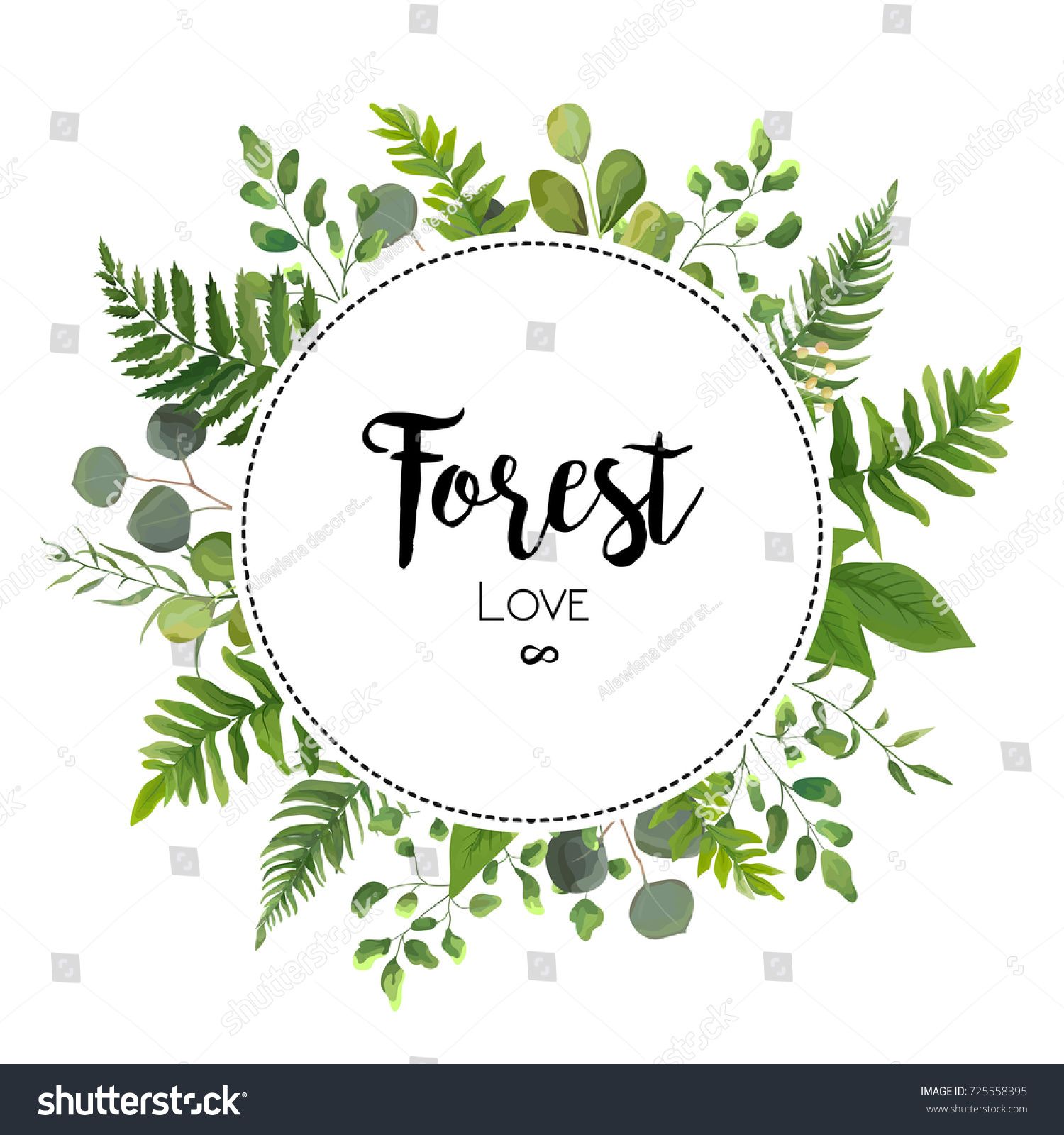 1500x1600 Floral Vector Invite Card Design With Green Eucalyptus Fern Leaves
