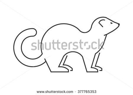 450x320 Linear Vector Silhouette Of A Ferret On A White Background