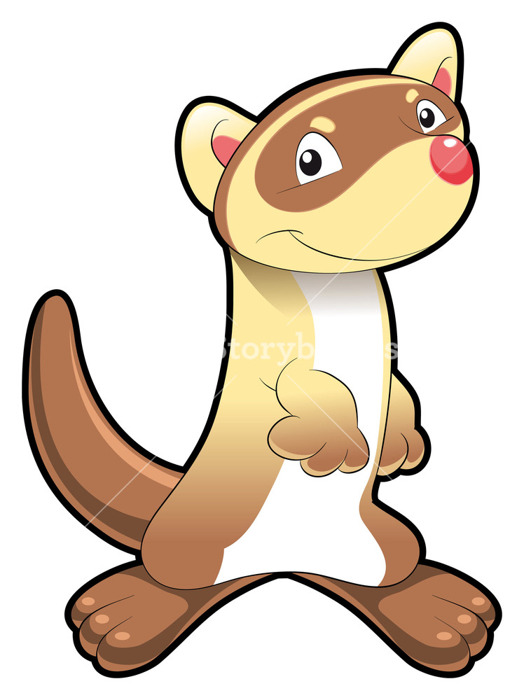 748x1000 Baby Ferret. Funny Cartoon And Vector Isolated Character Royalty
