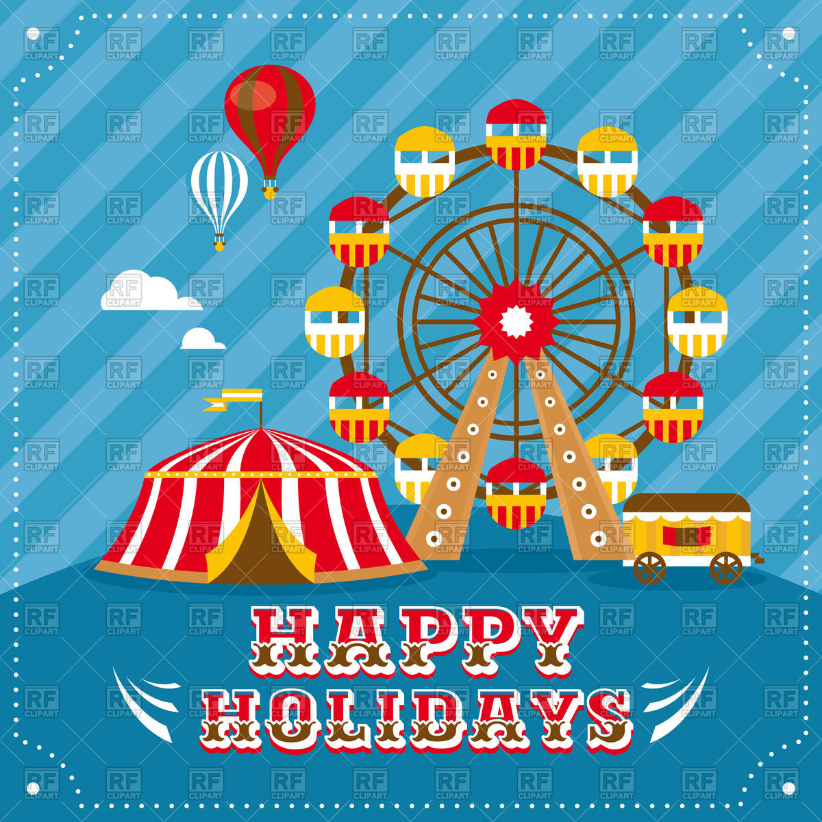 1200x1200 Greeting Card With Circus Tent And Ferris Wheel