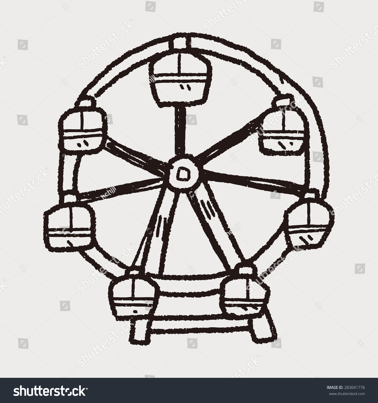 1500x1600 Drawn Ferris Wheel Doodle