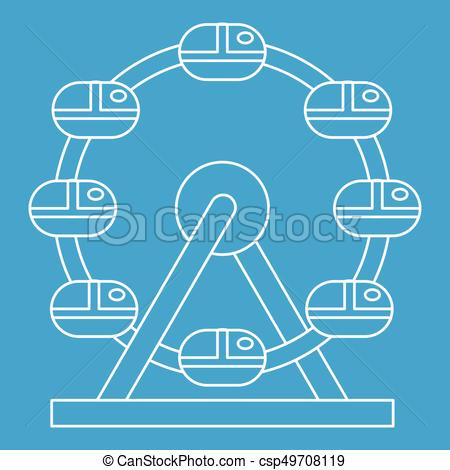 450x470 Ferris Wheel Icon, Outline Style. Ferris Wheel Icon Blue Outline