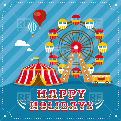 400x400 Greeting Card With Circus Tent And Ferris Wheel