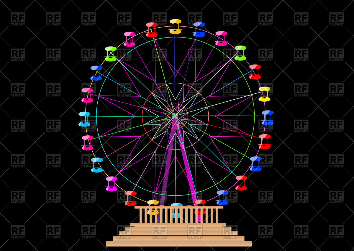 1200x849 Ferris Wheel Isolated On A Black Background Vector Image Vector