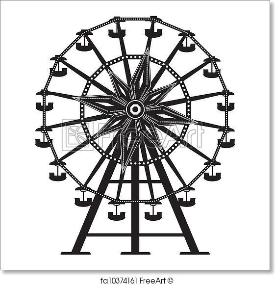 561x581 Free Art Print Of Ferris Wheel Vector Silhouette. Detailed