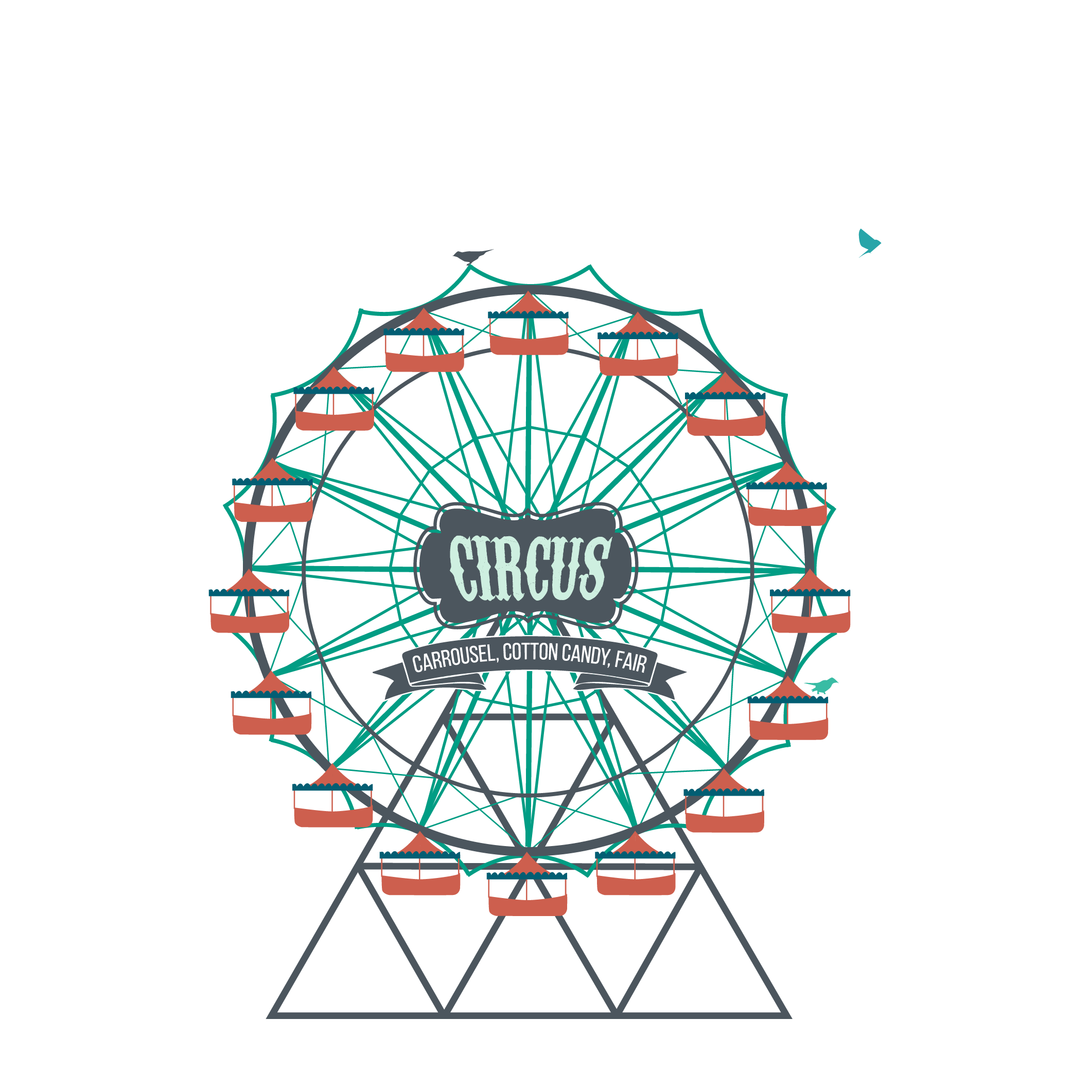 2083x2083 Ferris Wheel Amusement Park Clip Art
