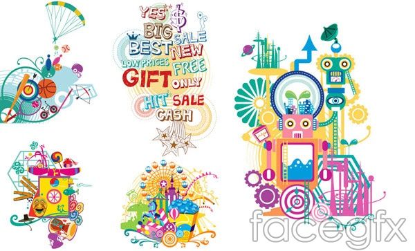 600x363 Ferris Wheel Parachute Vector Vectores