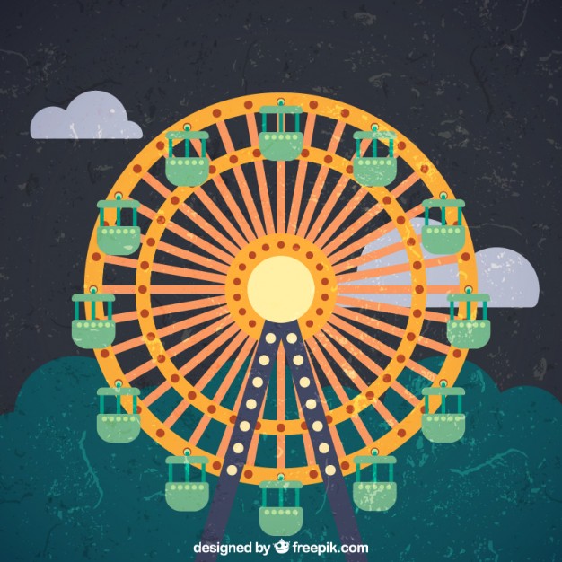 626x626 Grunge Ferris Wheel Flat Design Vector Free Download